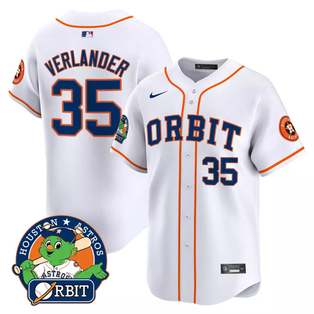 Justin Verlander 35 Jersey White Houston Astros Orbit Men Orange Navy Blue Vapor
