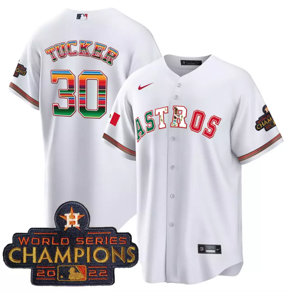 Kyle Tucker 30 Astros Jersey White Fiesta World Series Champions 2022 Men Red Green
