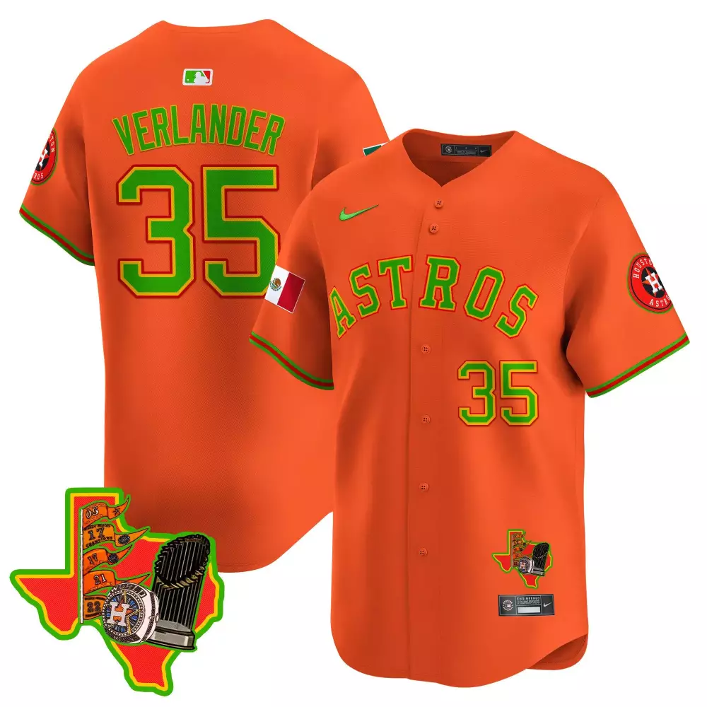 Justin Verlander 35 Astros Jersey Orange City Connect Mexican Flag Houston 2023 Men