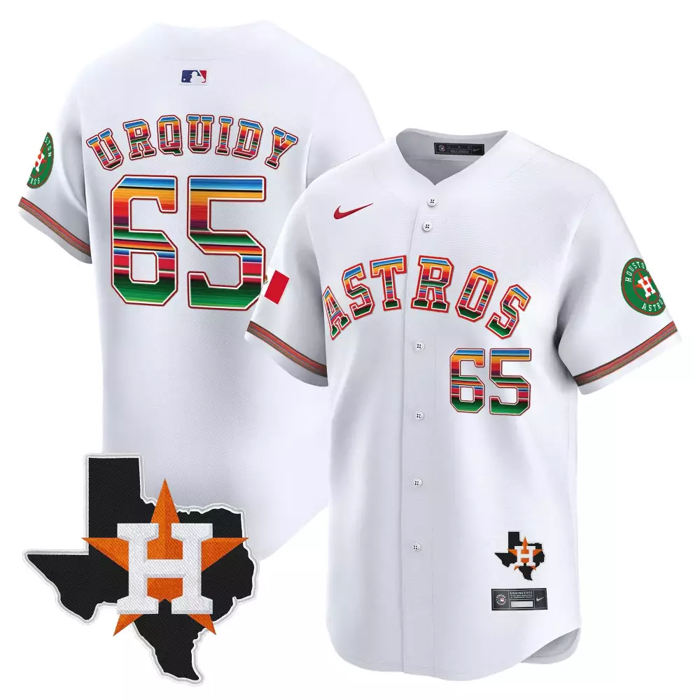 Jose Urquidy 65 Astros Jersey White City Connect Houston Outline Green Circular 2023