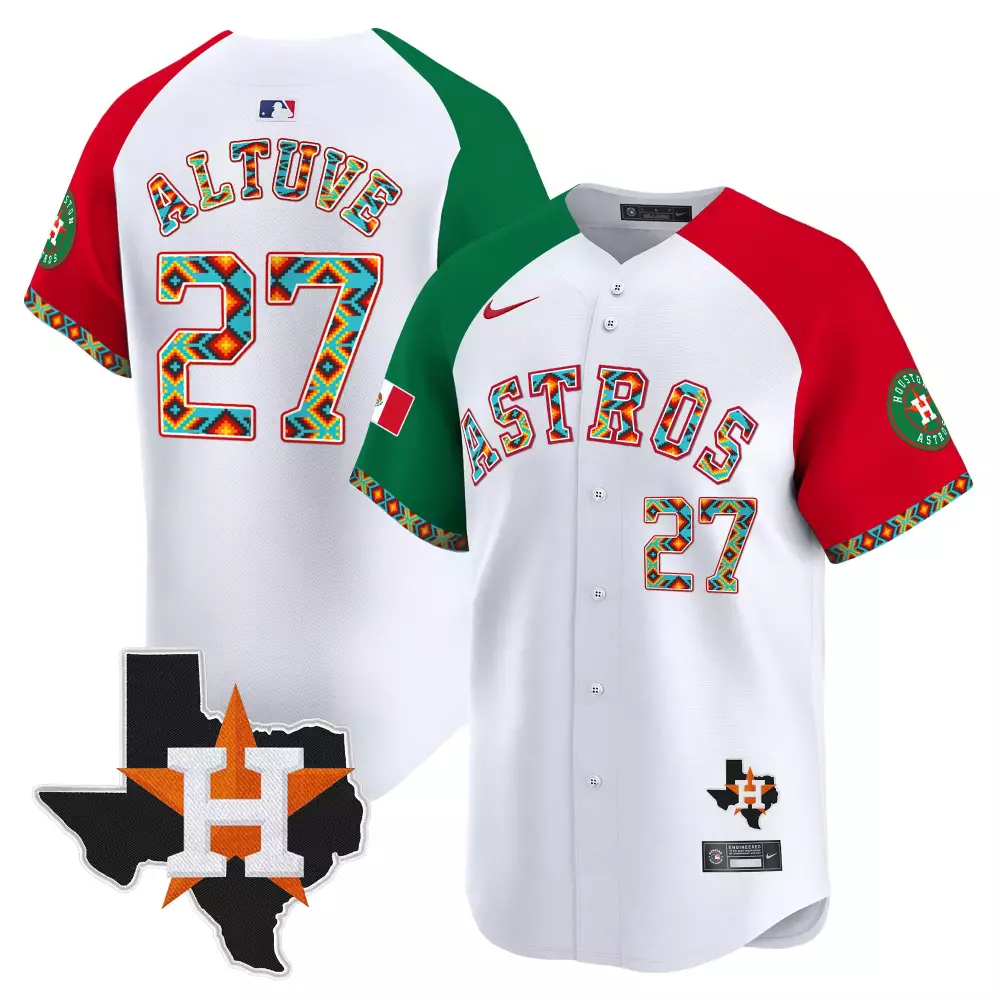 Jose Altuve 27 Astros Jersey White Cinco De Mayo Mexico Flag Houston Star Men Split