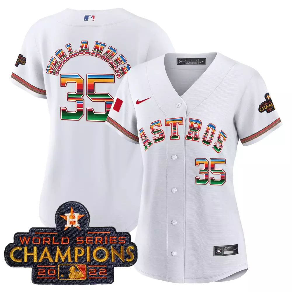Justin Verlander 35 Astros Jersey White World Series Champions 2022 Houston Men Split