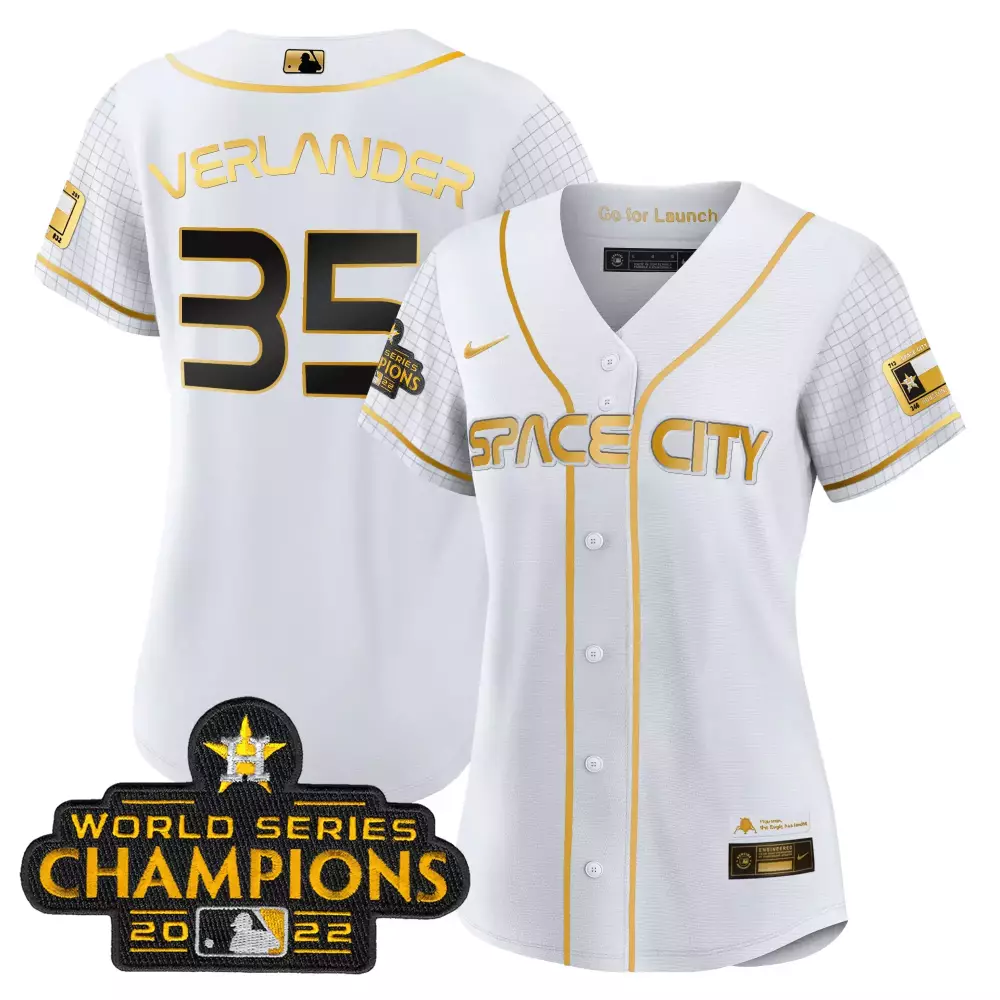 Justin Verlander 35 Jersey White Space City Houston Astros World Series Champions 2022