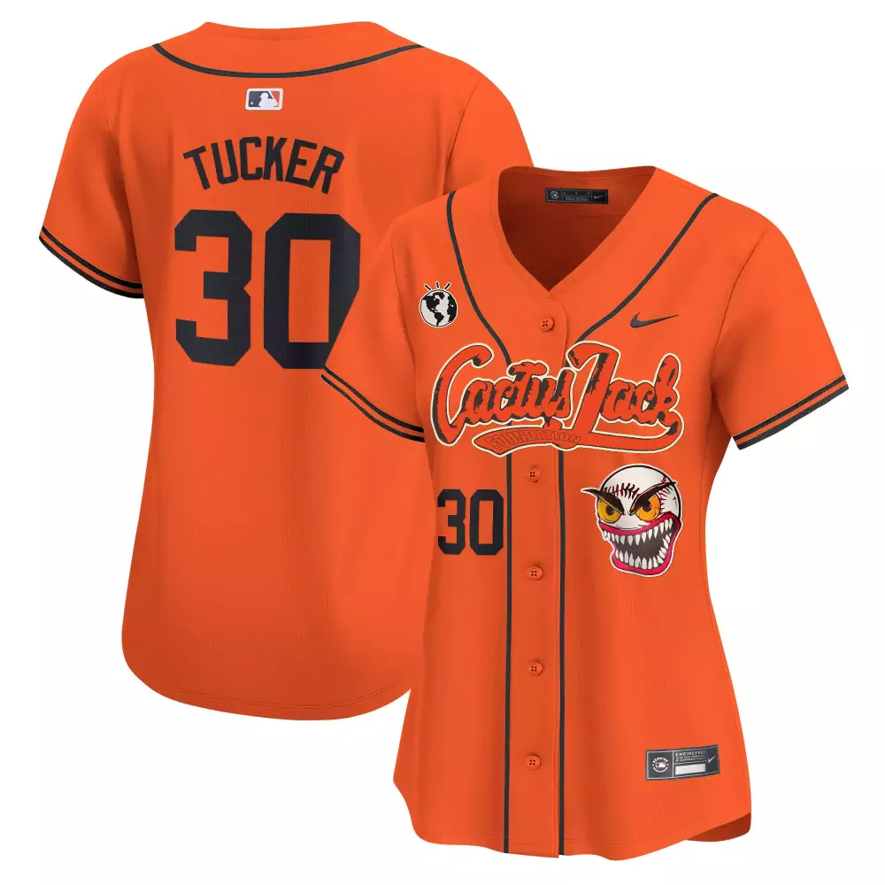 Kyle Tucker 30 Houston Astros Jersey Orange Cactus Jack Men Navy White Vapor Premier