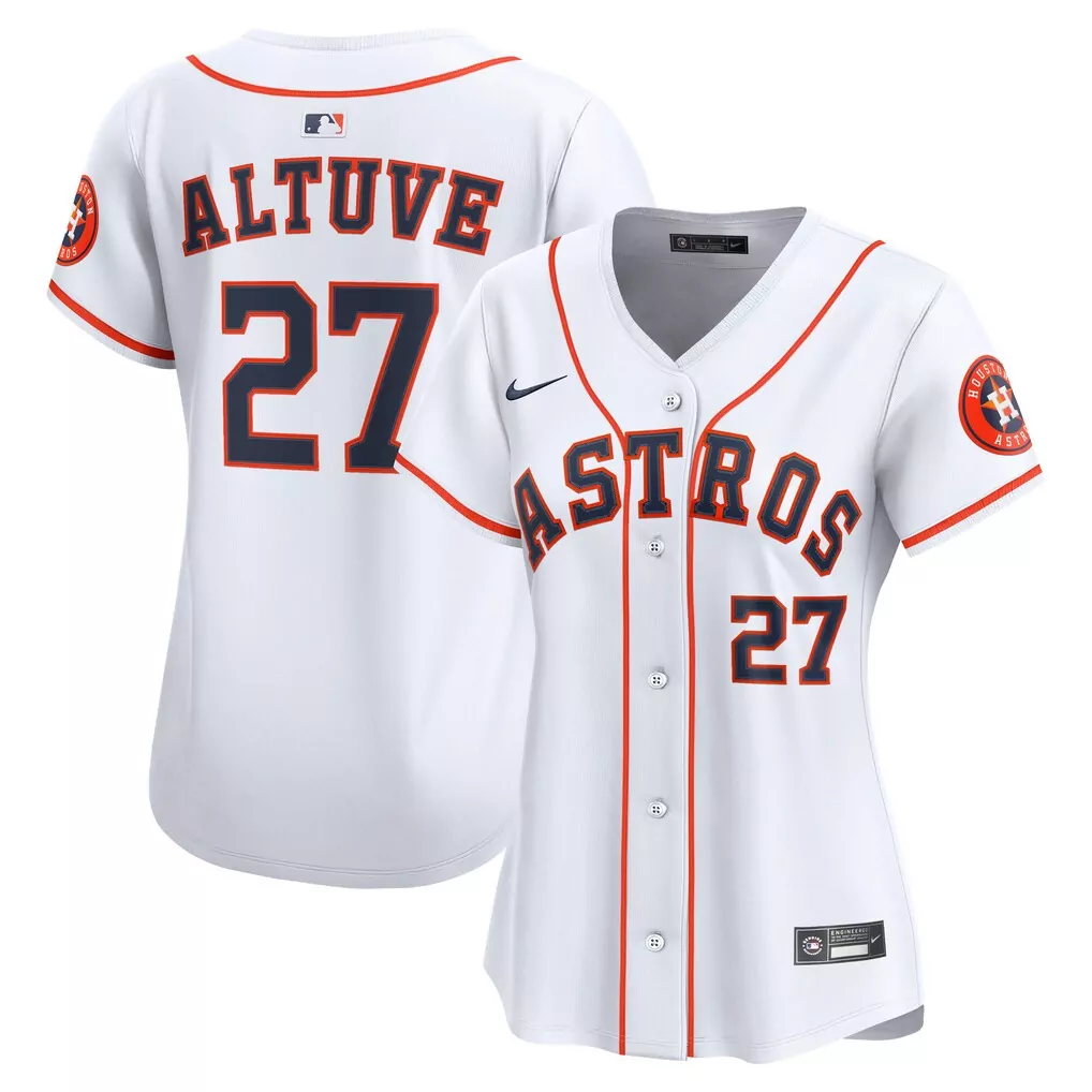 Jose Altuve 27 Astros Jersey White Men Orange Navy Home Limited