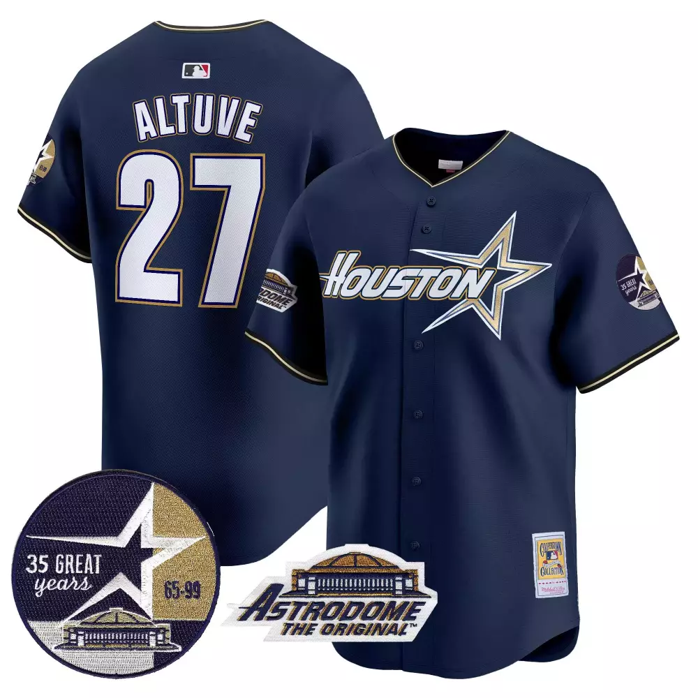 Jose Altuve 27 Houston Astros Jersey Navy Astrodome Original 35 Great Years 65-99 1999