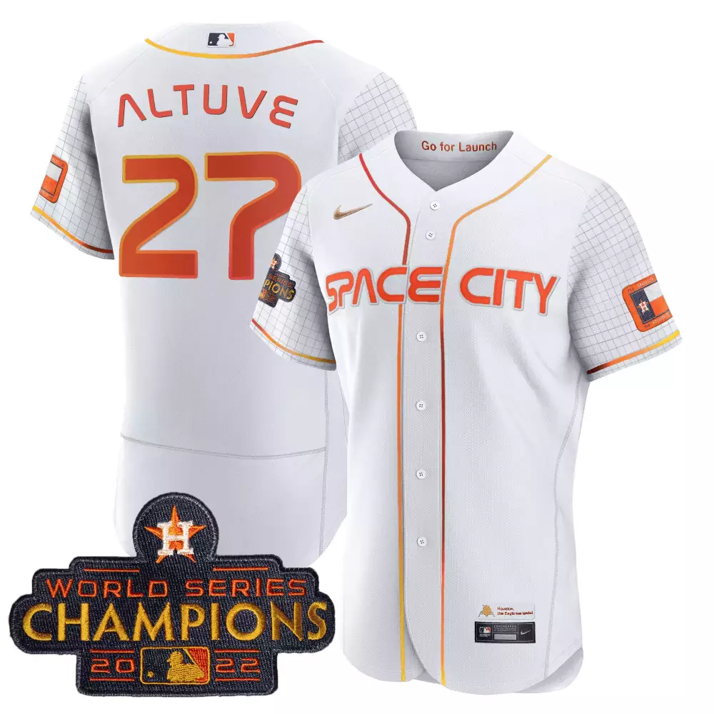 Jose Altuve 27 Houston Astros Jersey White Space City World Series Champions 2022