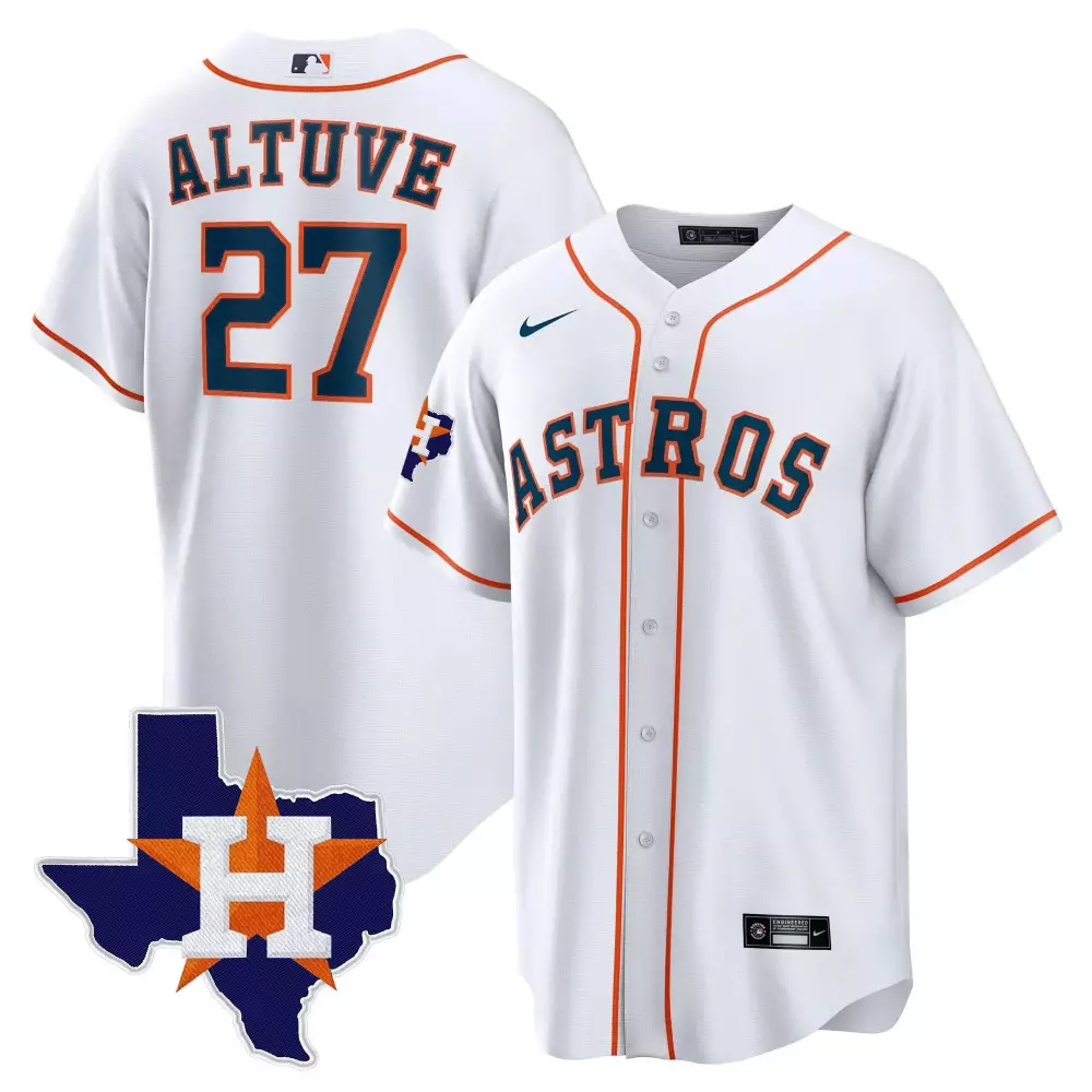 Jose Altuve 27 Astros Jersey White Texas Star Men Orange Navy Cool Home All Stitched