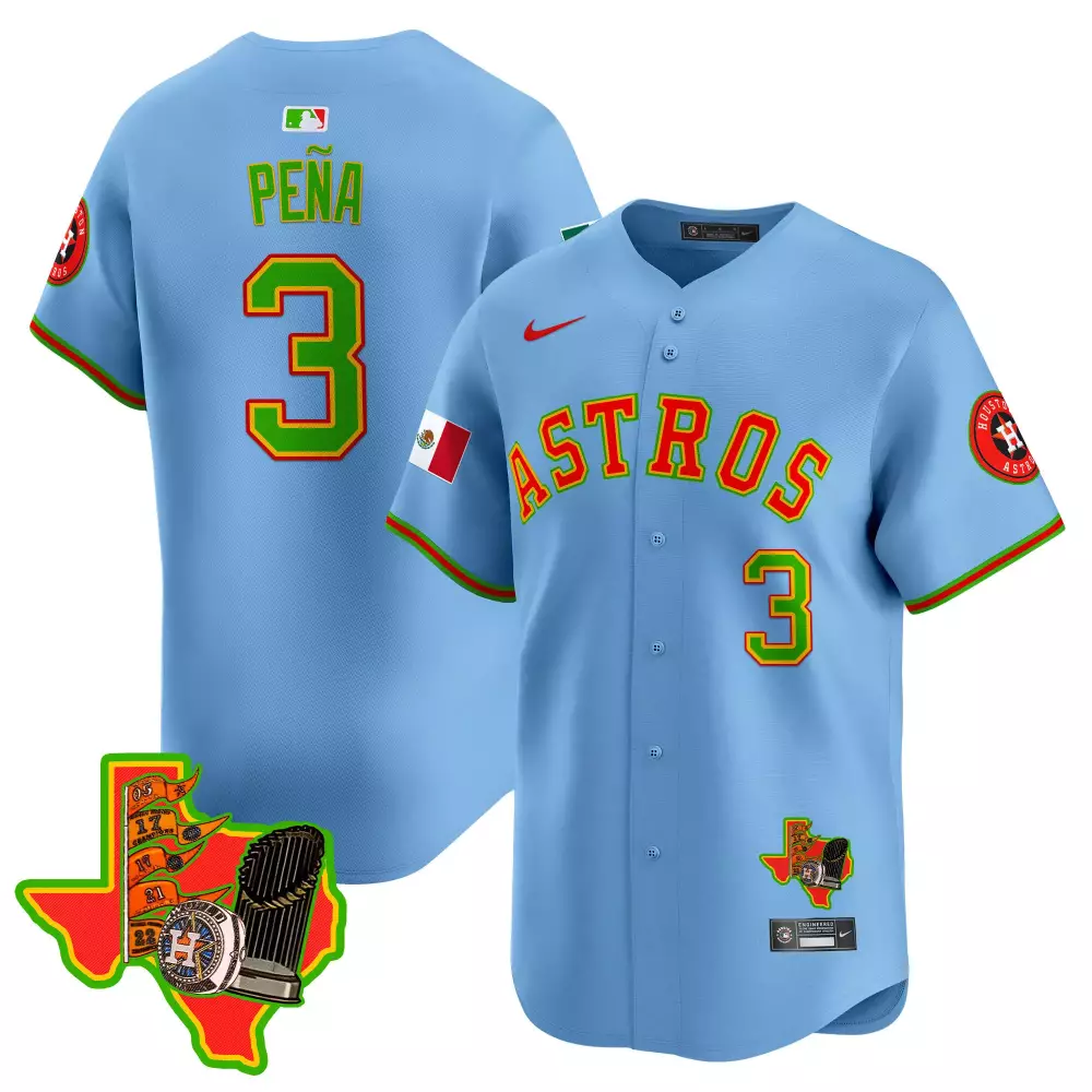 Jos Pea 3 Astros Jersey Light Blue City Connect Houston Men Green Red All Stitched