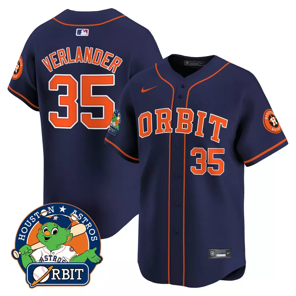 Justin Verlander 35 Jersey Navy Houston Astros Men Orange Vapor Premier Limited All