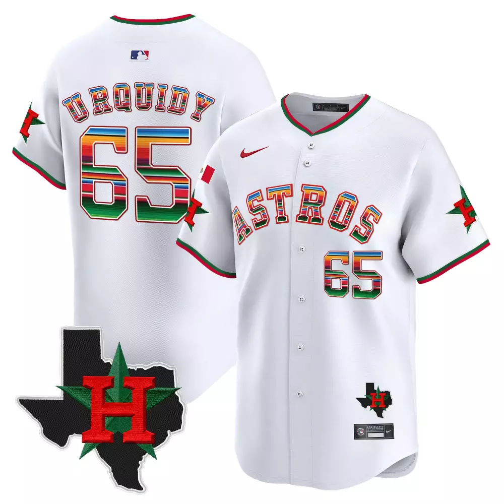 Jose Urquidy 65 Astros Jersey White Cinco De Mayo Texas Shape Men Split Design Red