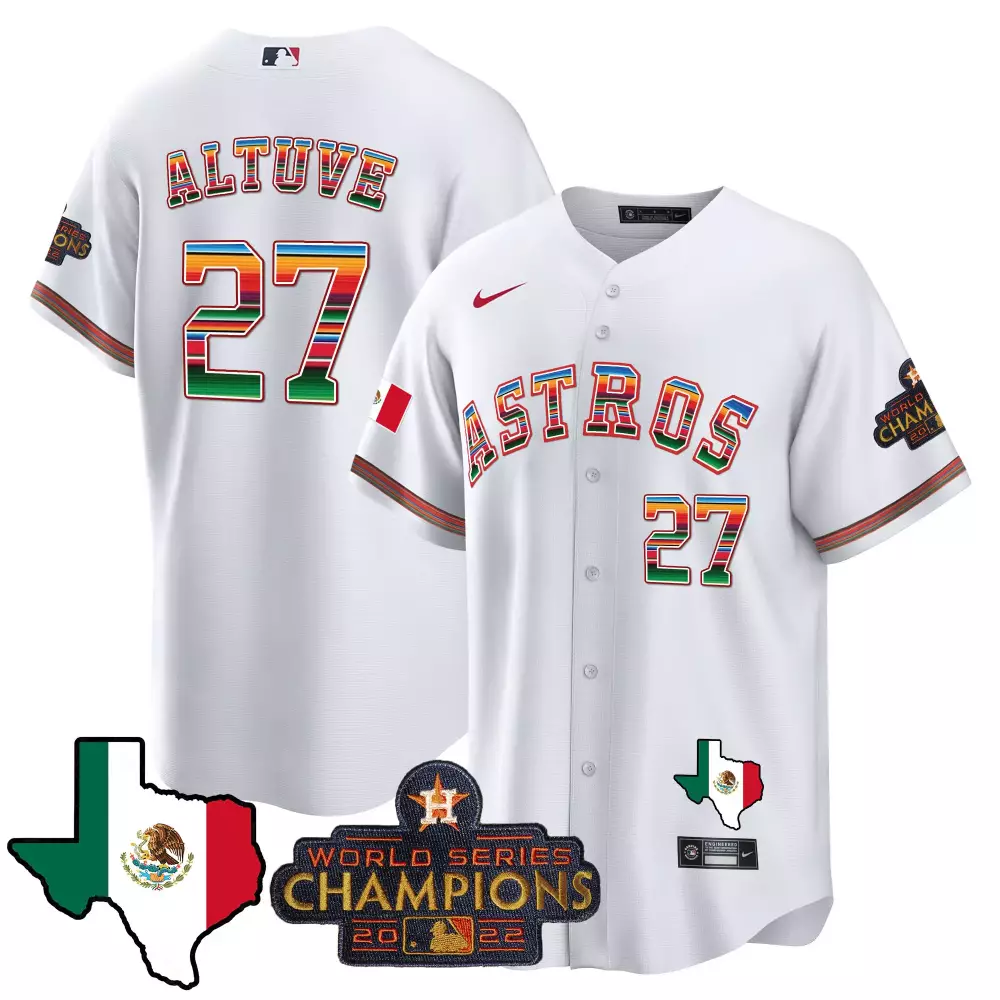 Jose Altuve 27 Astros Jersey White World Series Champions 2022 Men Custom Design