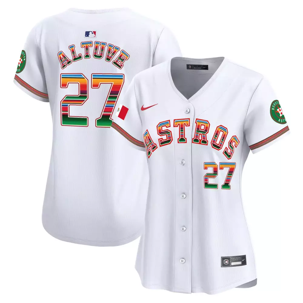 Jose Altuve 27 Astros Jersey White City Connect Mexico Flag Houston Men Split Custom Design