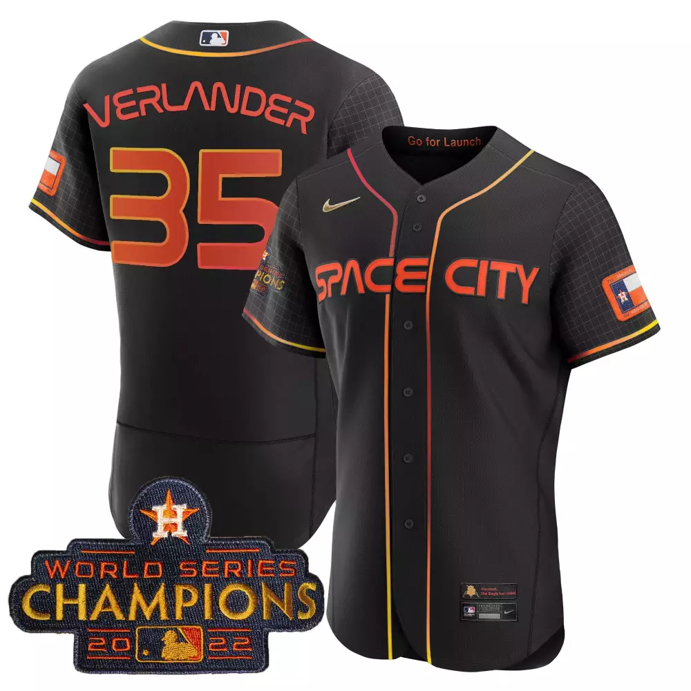 Justin Verlander 35 Jersey Black Space City Houston Astros World Series Champions 2022