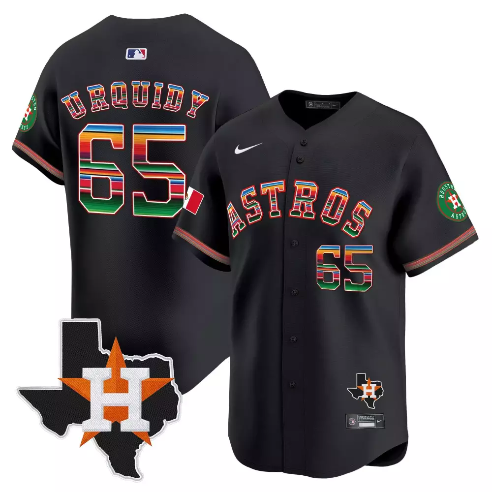 Jose Urquidy 65 Astros Jersey Black City Connect Mexico Flag Texas State 2023 Men