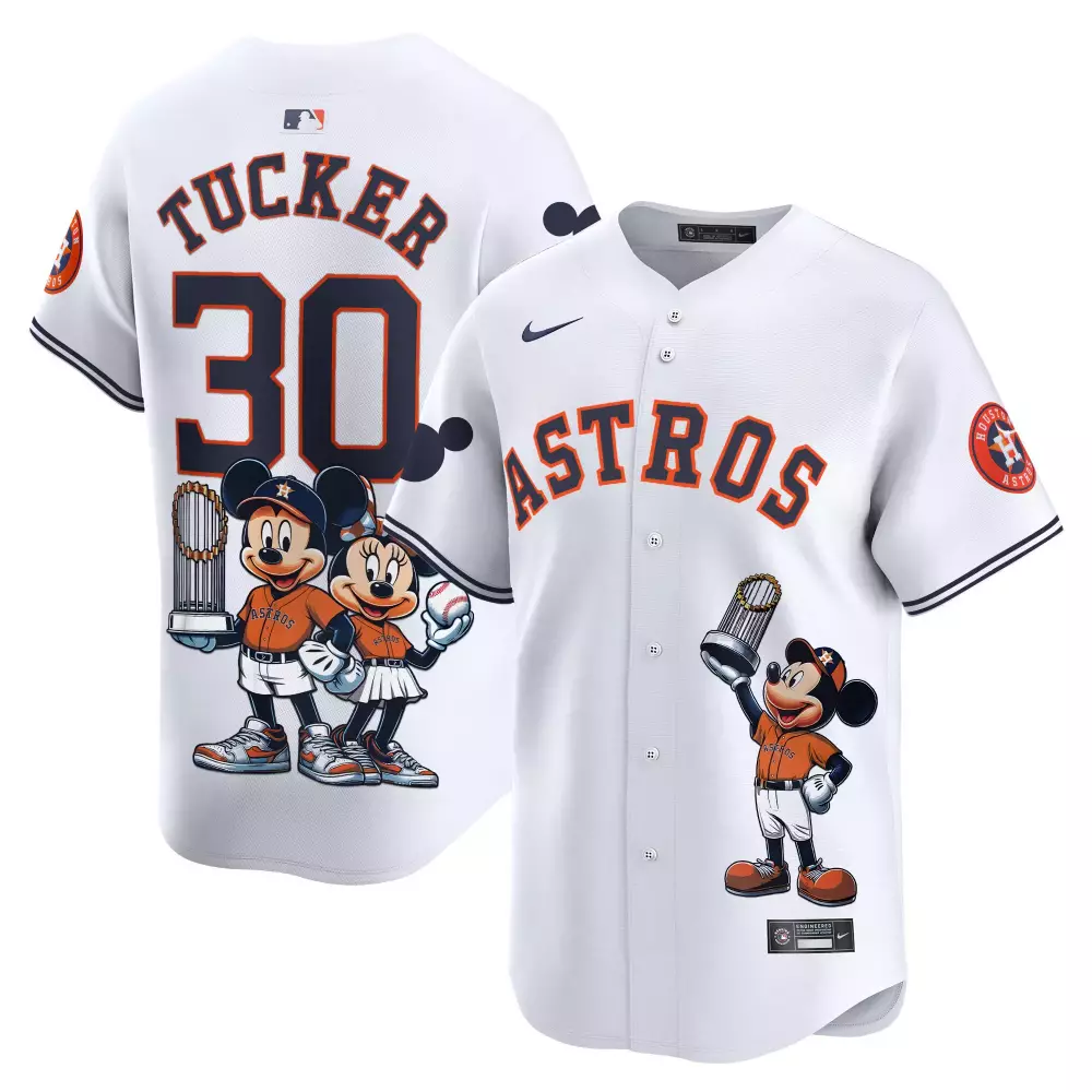 Kyle Tucker 30 Astros Jersey White Mickey Mouse Houston 2023 Men Orange Navy Unisex