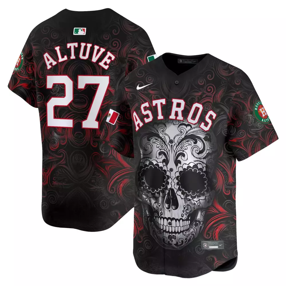 Jose Altuve 27 Astros Jersey Black Day Of The Dead Mexican Flag 2023 Men Full Sublimation