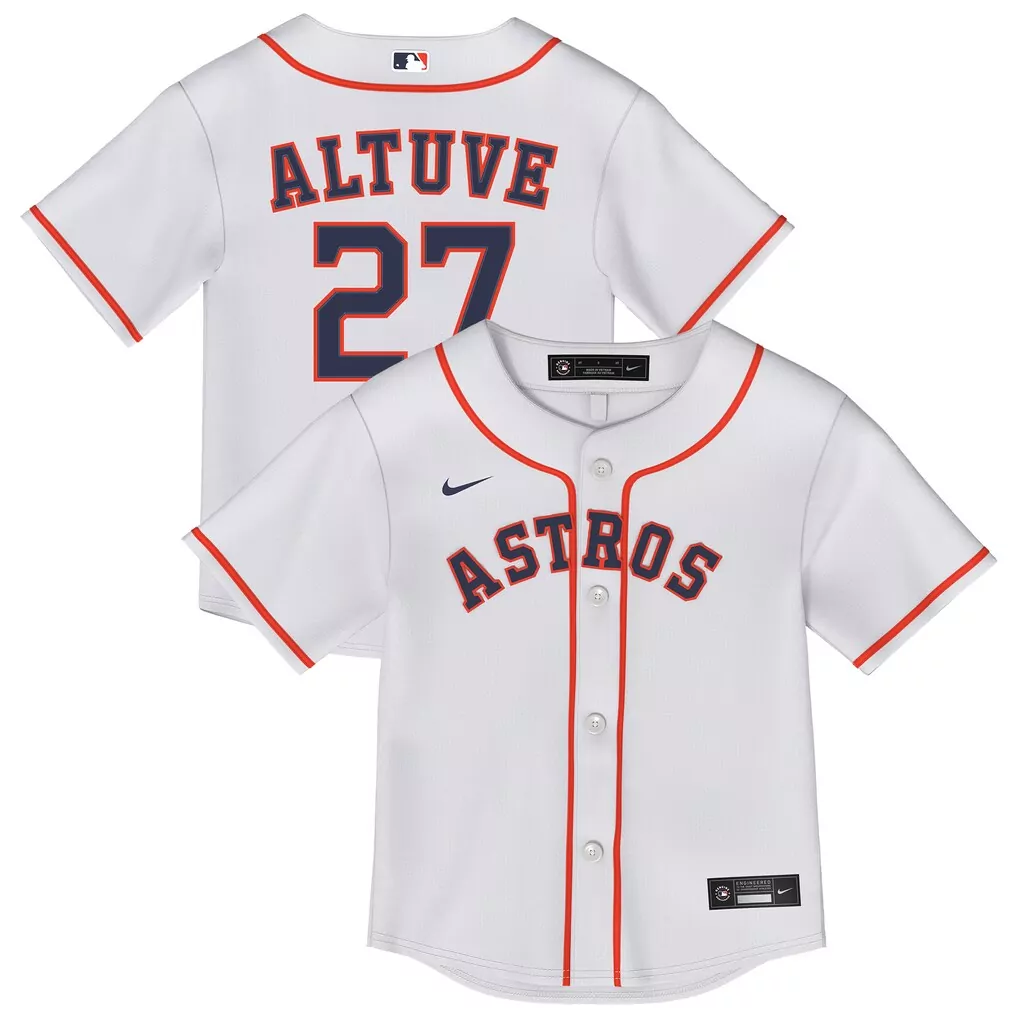 Jose Altuve 27 Astros Jersey White Men Navy Orange Home Replica