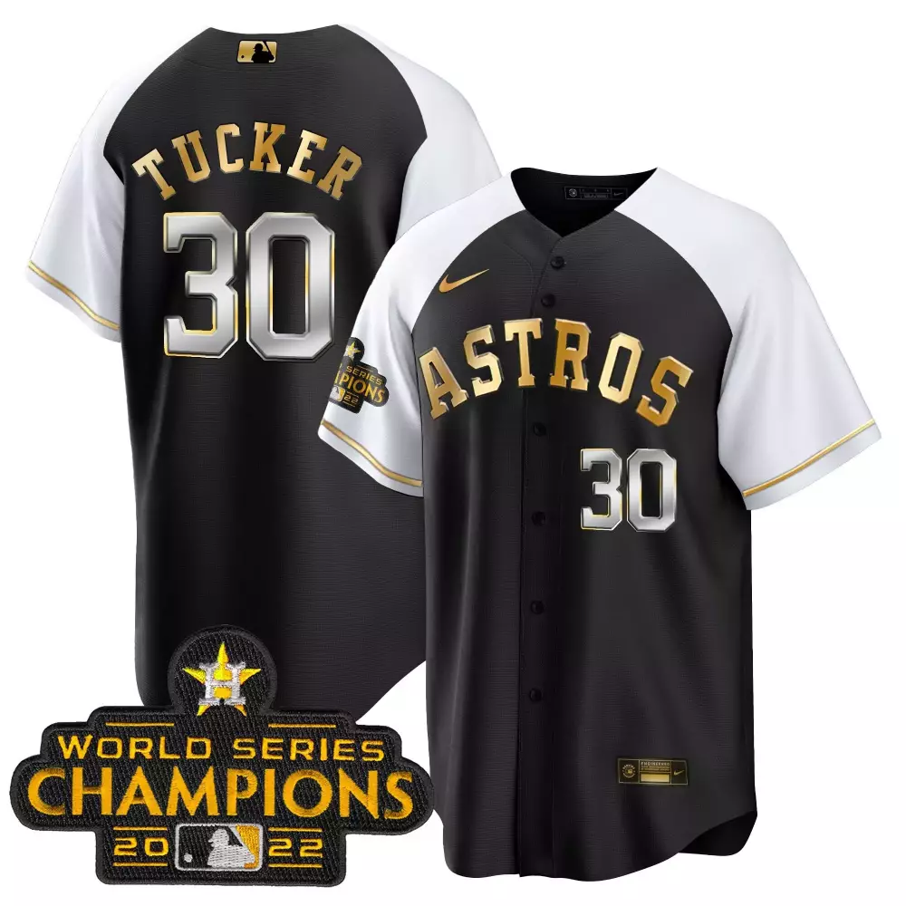 Kyle Tucker 30 Astros Jersey Black World Series Champions 2022 Men Split Design White