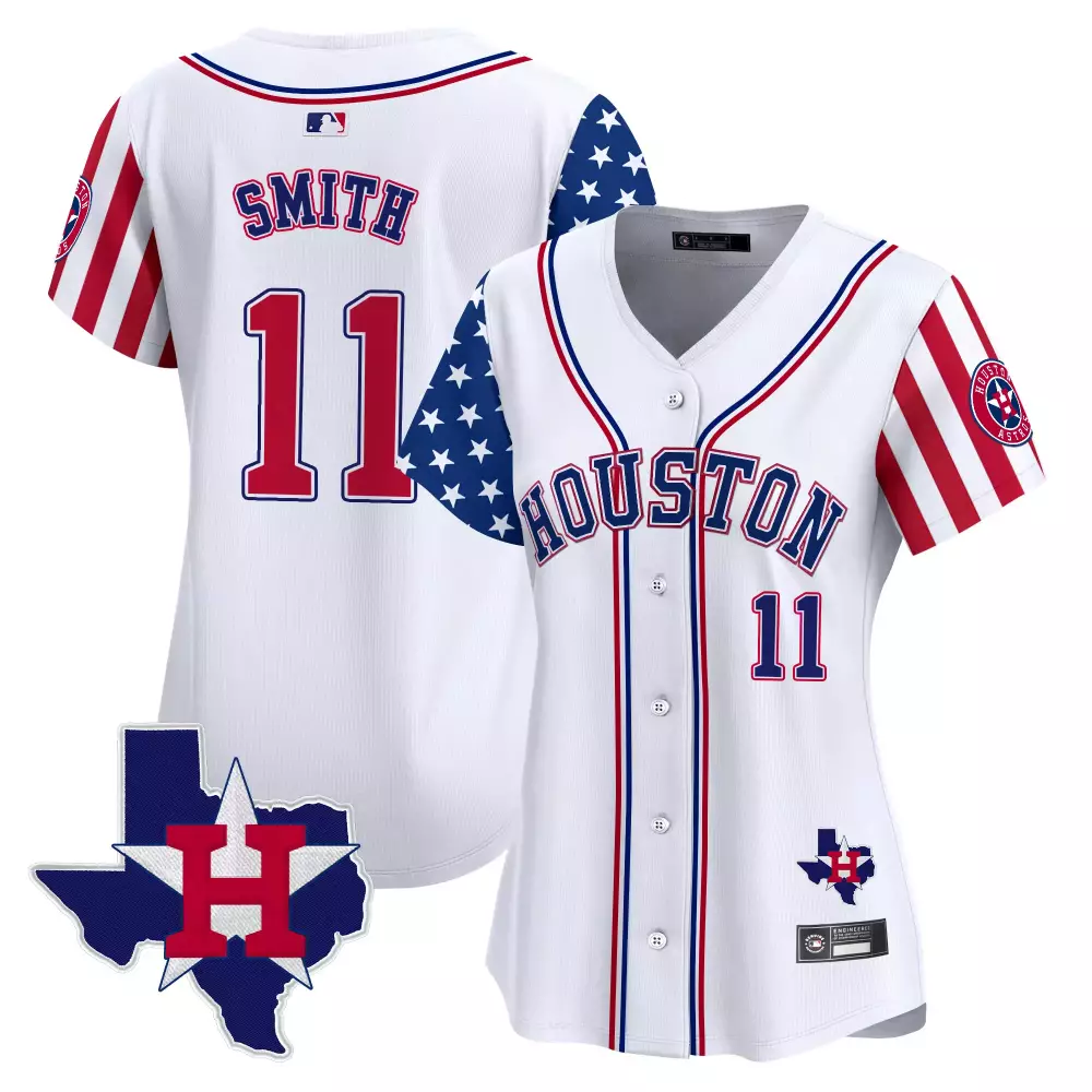 Smith Independence 11 Jersey White USA Themed Houston Astros Texas Star Women Blue