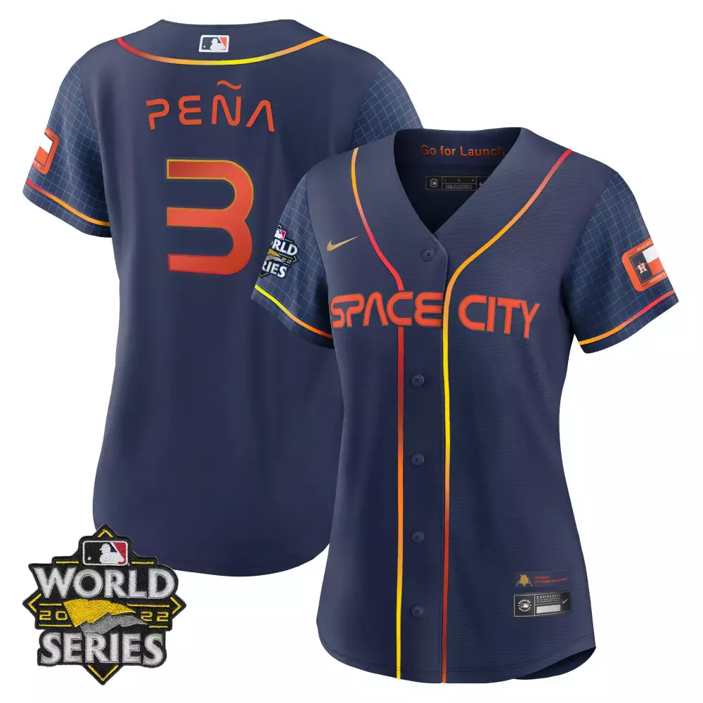 Pea Space 3 Houston Astros Jersey Navy City World Series 2022 Men Orange Yellow Red