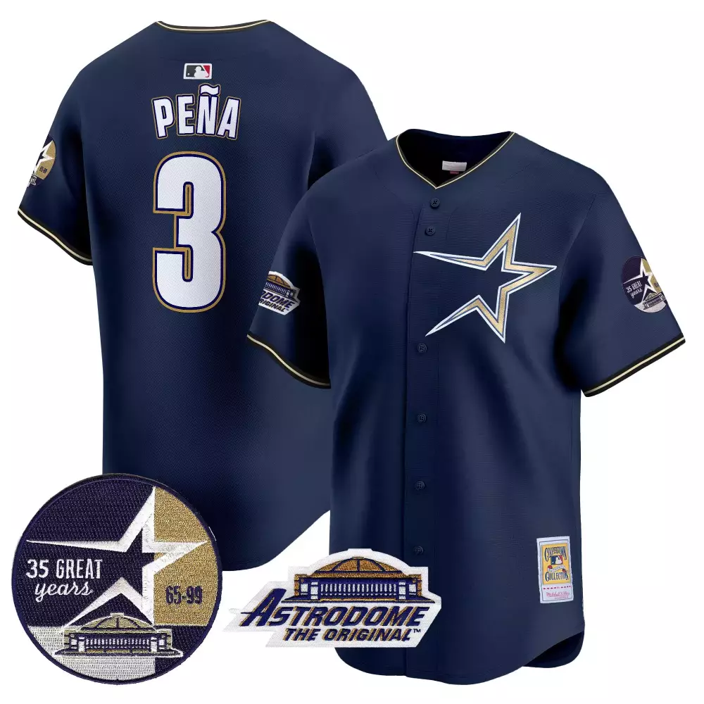 Jeremy Pena 3 Houston Astros Jersey Navy Astrodome Original Men Gold White Stitched