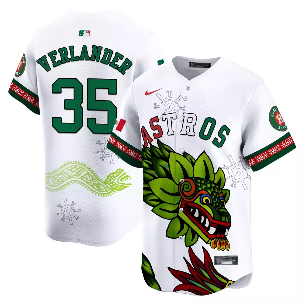 Justin Verlander 35 Astros Jersey White Fiesta Medal Men Alternate Custom Design