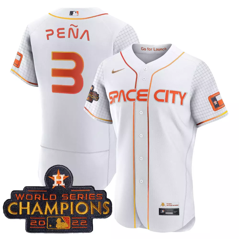 Pea Space 3 Houston Astros Jersey White City World Series Champions 2022 Men Orange
