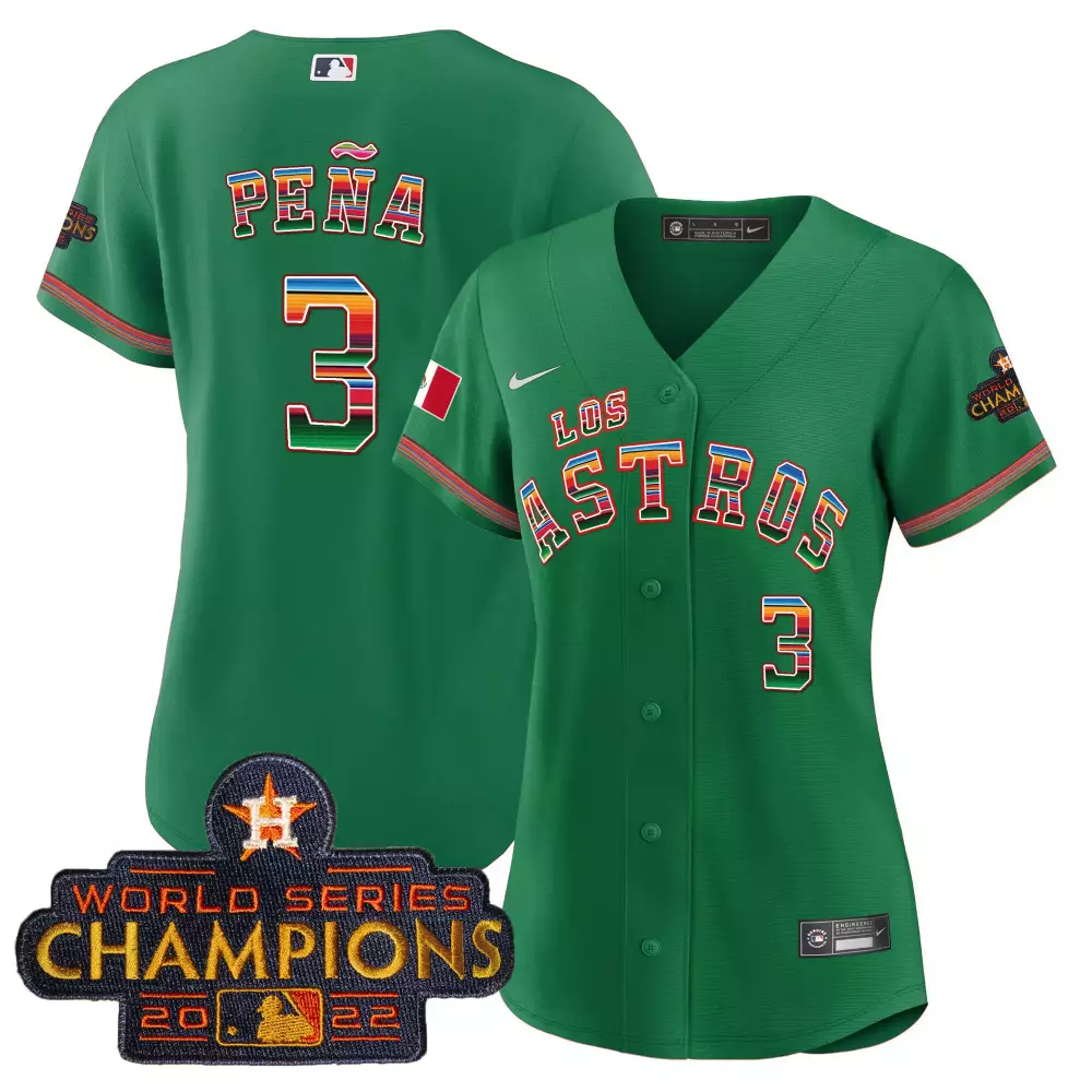 Jeremy Pena 3 Astros Jersey Green Los World Series Champions 2022 Men Button-down
