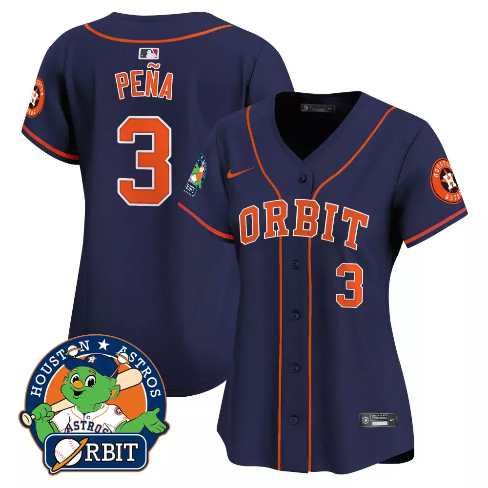 Jeremy Pena 3 Houston Astros Jersey Navy Orbit 2023 Men Orange All Stitched Vapor