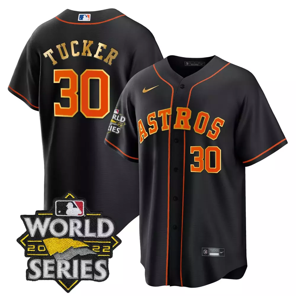 Kyle Tucker 30 Astros Jersey Black World Series 2022 Men Orange All Stitched Vapor