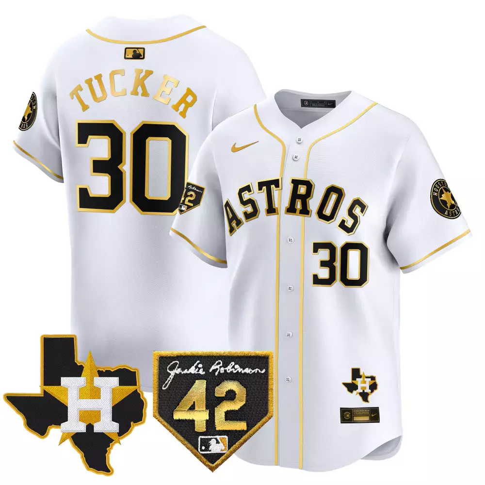 Kyle Tucker 30 Astros Jersey White Jackie Robinson Day 42 Texas Men Gold Black All