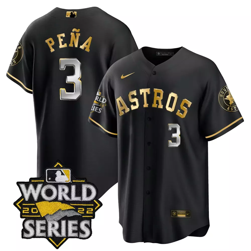 Jeremy Pena 3 Astros Jersey Black World Series 2022 Men Gold All Stitched Vapor