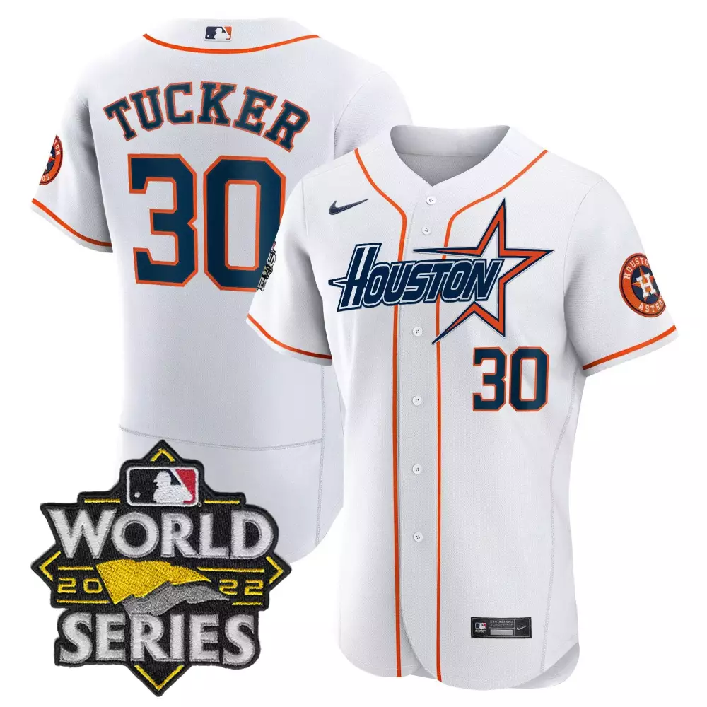 Kyle Tucker 30 Houston Astros Jersey White World Series 2022 Men Orange Navy All