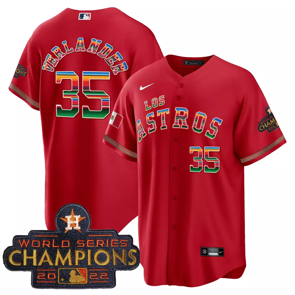 Justin Verlander 35 Jersey Red World Series Houston Astros Champions 2022 Men Alternate