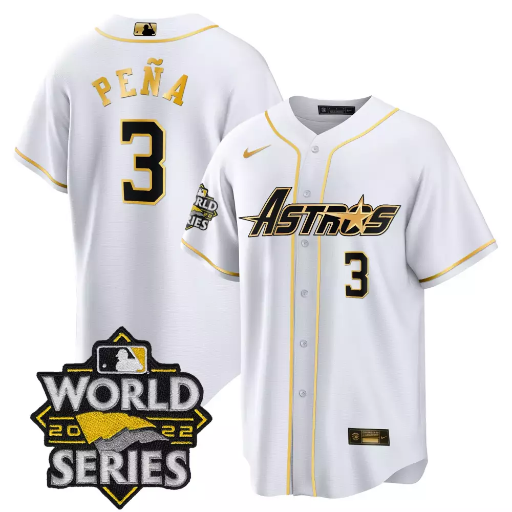 Pea Male 3 Astros Jersey White World Series 2022 Men Gold Black All Stitched Vapor