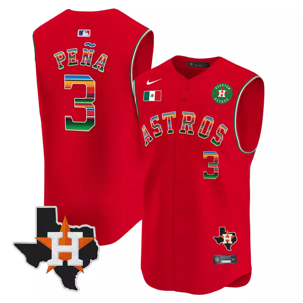 Prince Sleeveless 3 Astros Jersey Red City Connect Mexico Flag Houston 2023 Men Custom Design