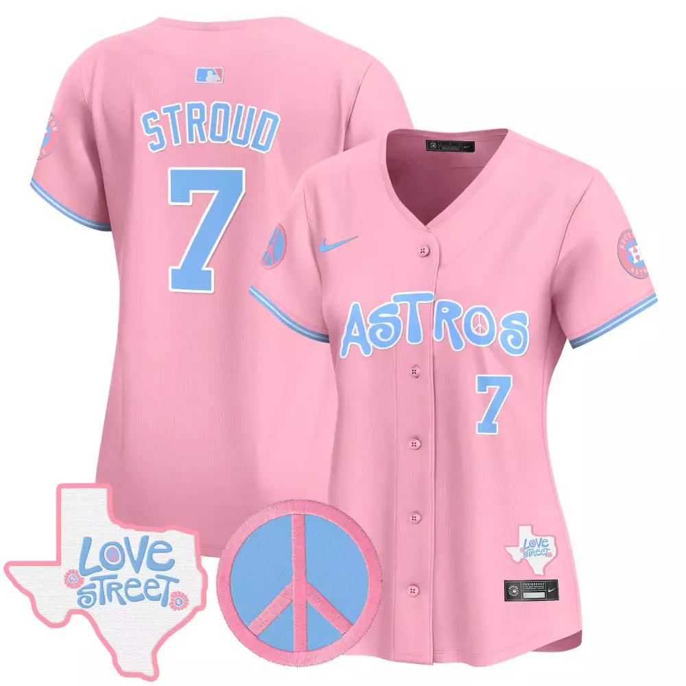 Stroud Love 7 Astros Jersey Pink Street Texas Shape Peace Symbol Men Alternate Light Blue