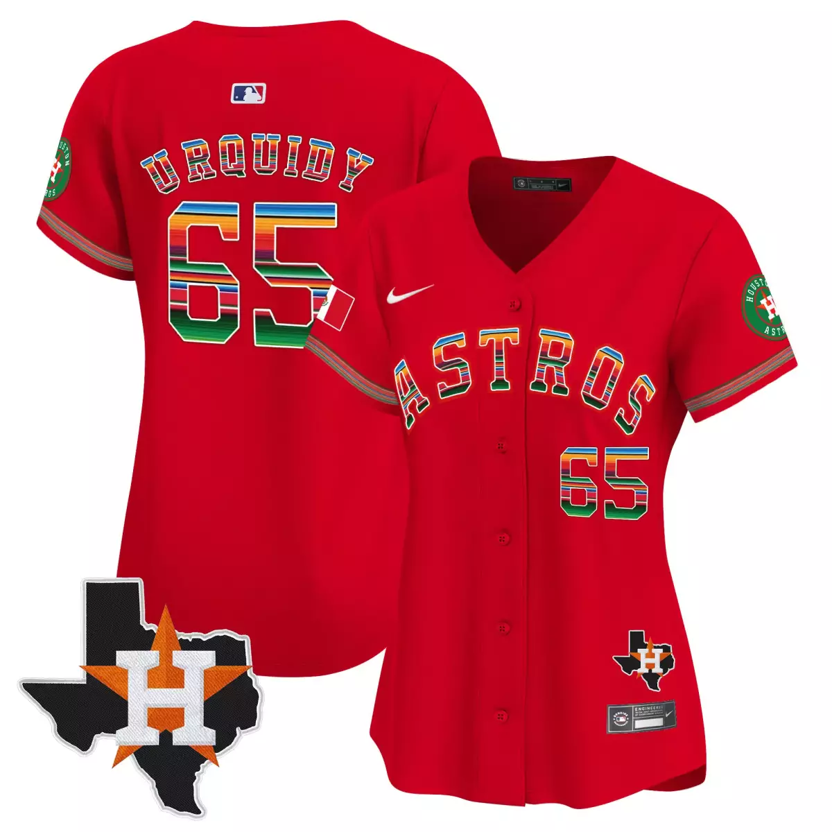 Urquidy Mexico 65 Astros Jersey Red City Connect Houston Texas 2023 Men Alternate