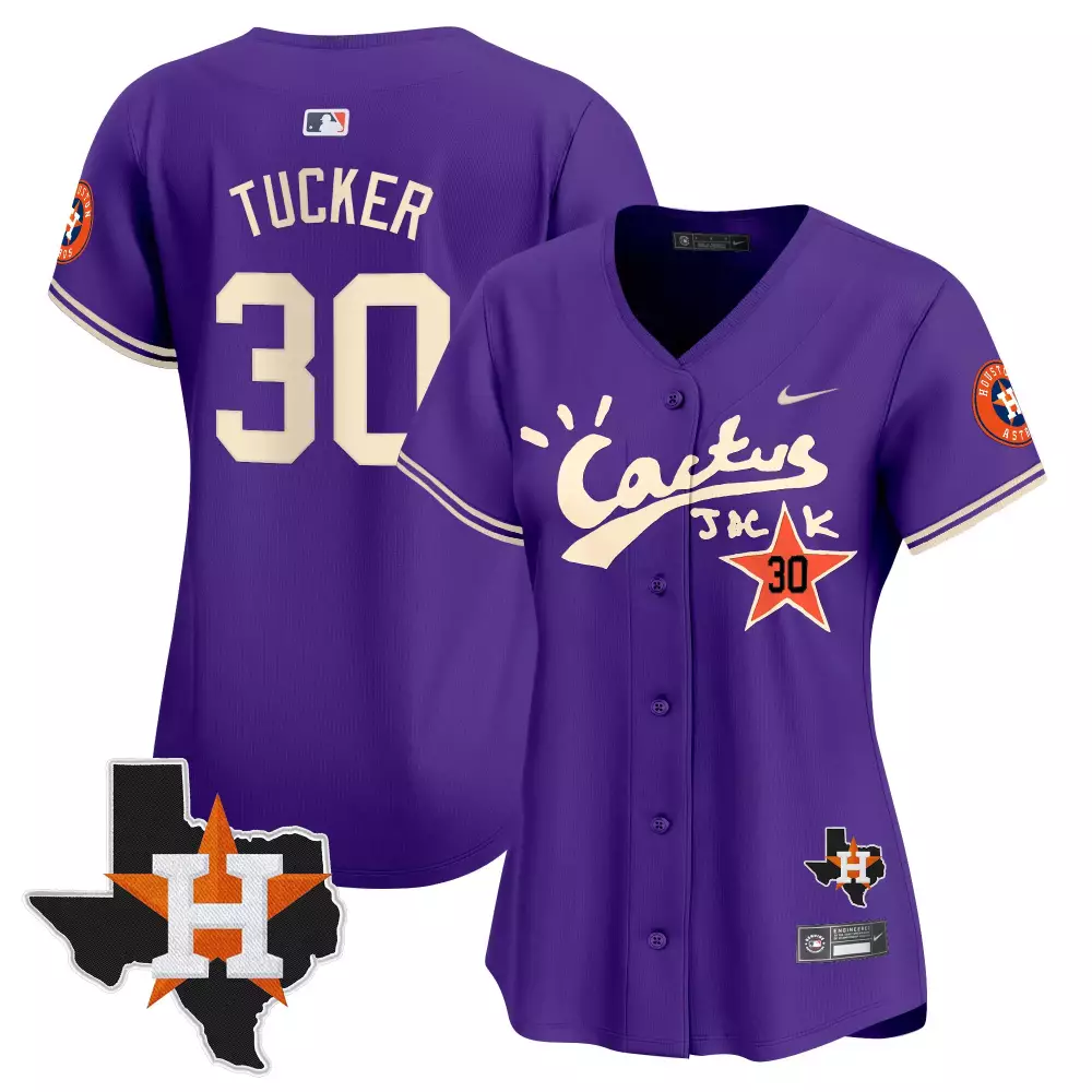 Kyle Tucker 30 Houston Astros Jersey Purple Cactus Jack Texas Men Cream Orange White