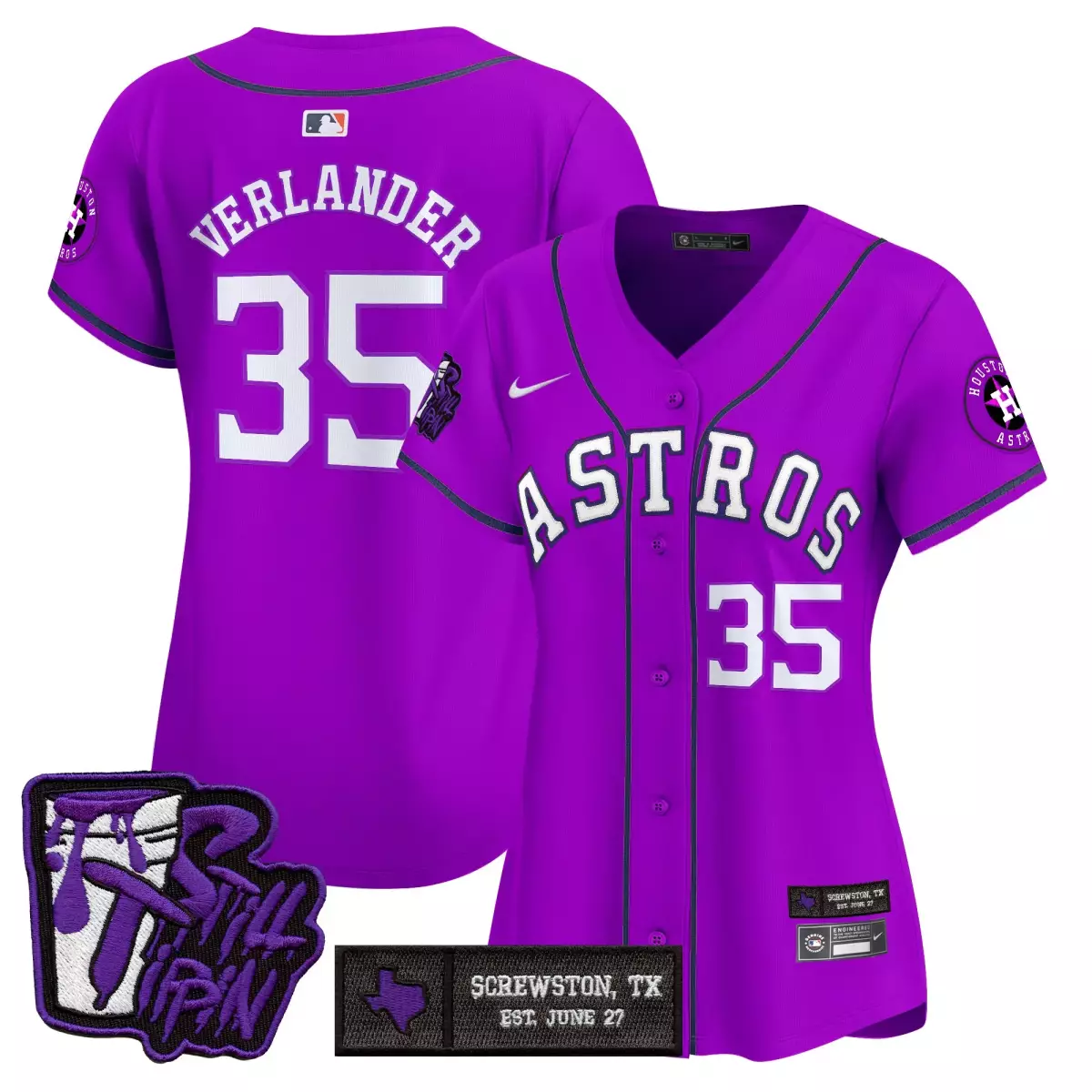 Verlander Dj 35 Astros Jersey Purple Houston Star Screwston, Tx June 27 Men Alternate