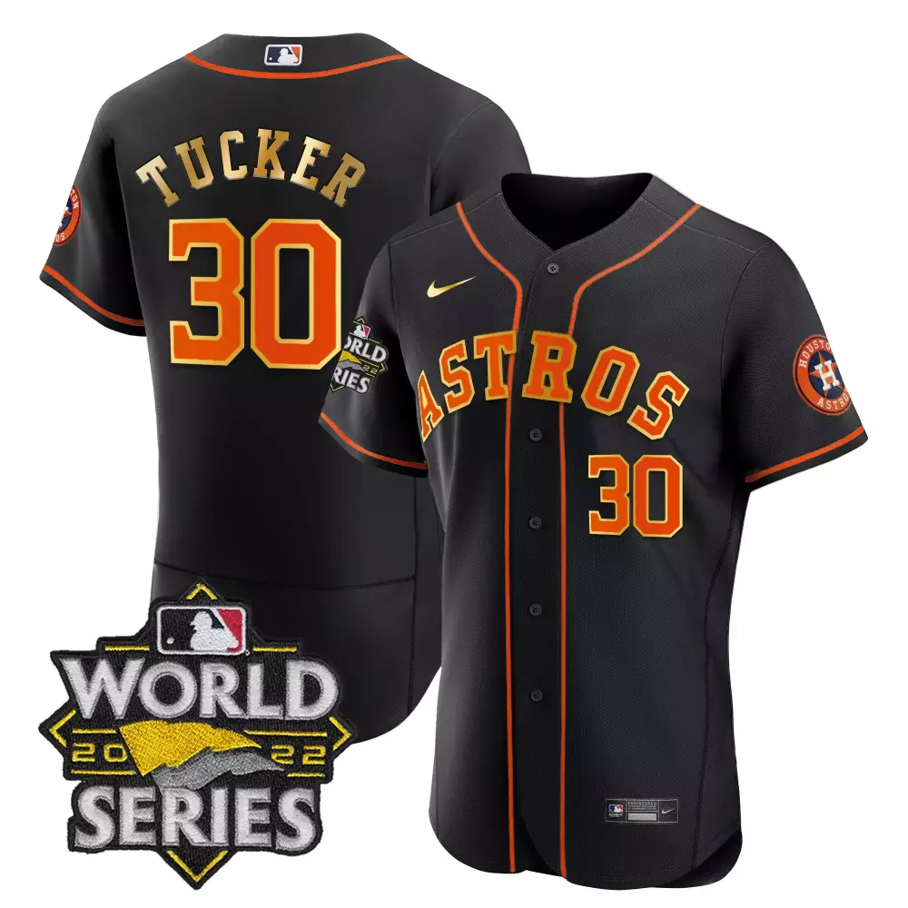 Kyle Tucker 30 Astros Jersey Black World Series 2022 Men Orange All Stitched Vapor