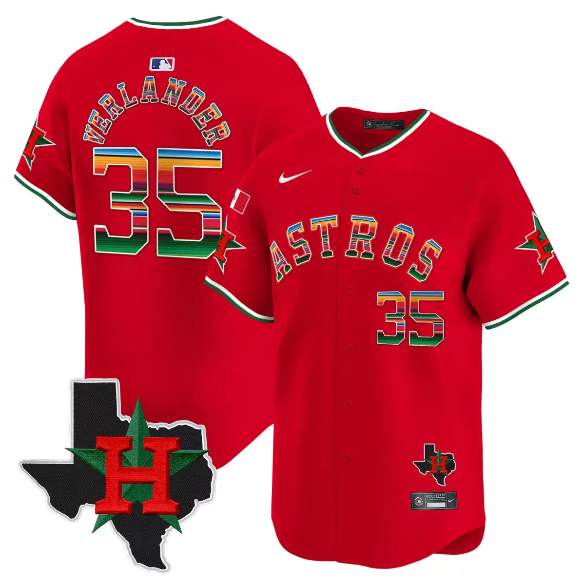 Verlander Mexico 35 Astros Jersey Red City Connect Texas Outline Star Men Alternate