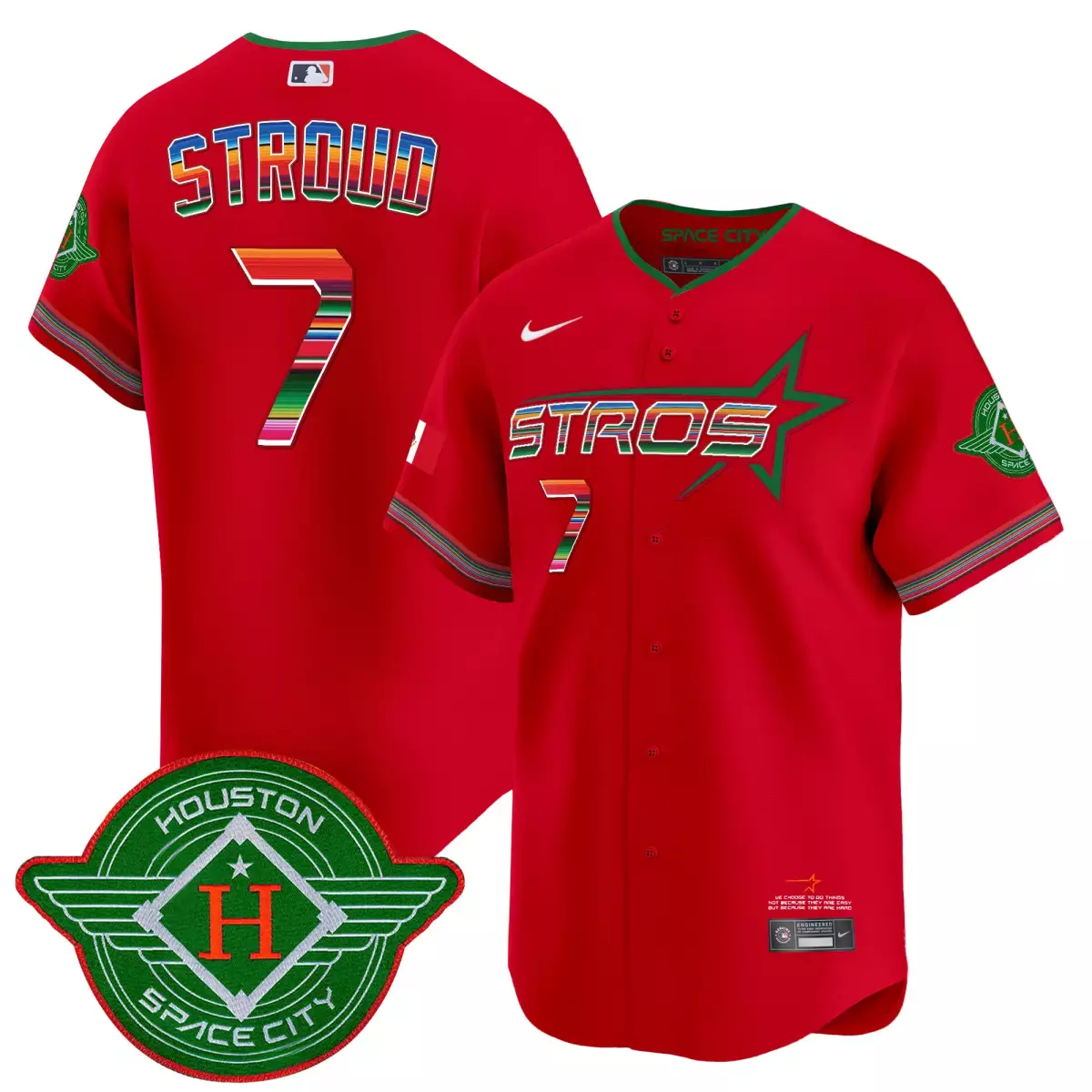 Stroud Mexico 7 Houston Astros Jersey Red City Connect Space 2023 Men Green White