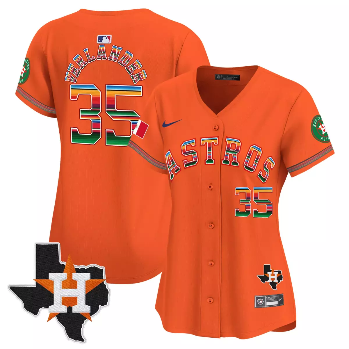 Verlander Mexico 35 Astros Jersey Orange City Connect Houston Texas Shape Circular 2024