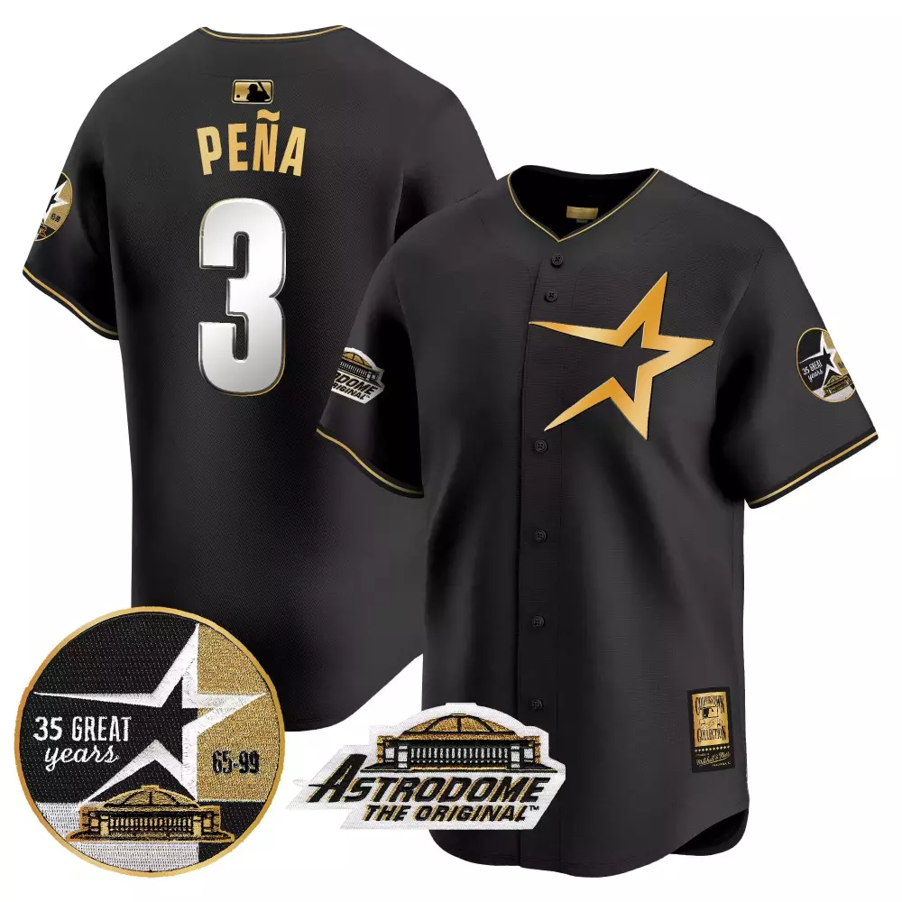 Jeremy Pena 3 Houston Astros Jersey Black Astrodome 35 Great Years Original Men Gold