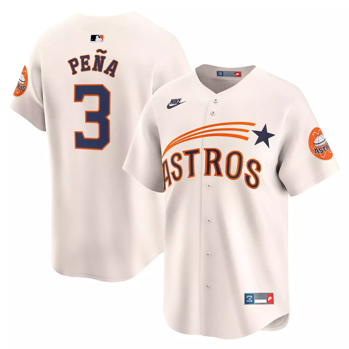 Stitches Cooperstown 3 Astros Jersey White City Connect Men Orange Navy Throwback