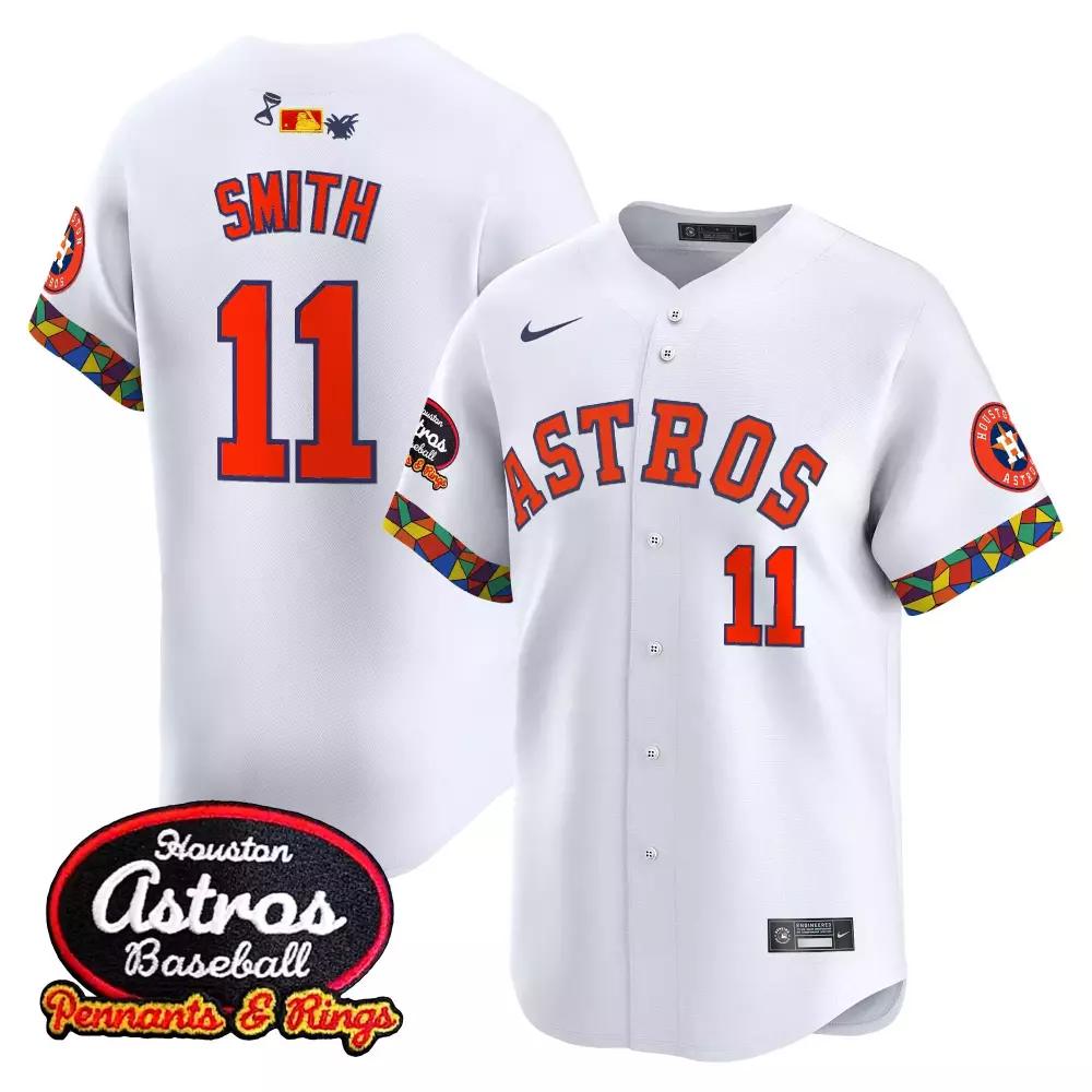 Cam Smith 11 Astros Jersey White City Connect 2023 Men Alternate Custom Design Orange