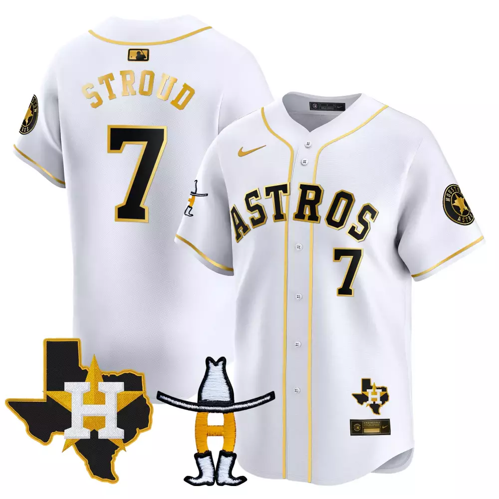 Stroud Rodeo 7 Astros Jersey White City Connect Texas State Flag Houston Star Men