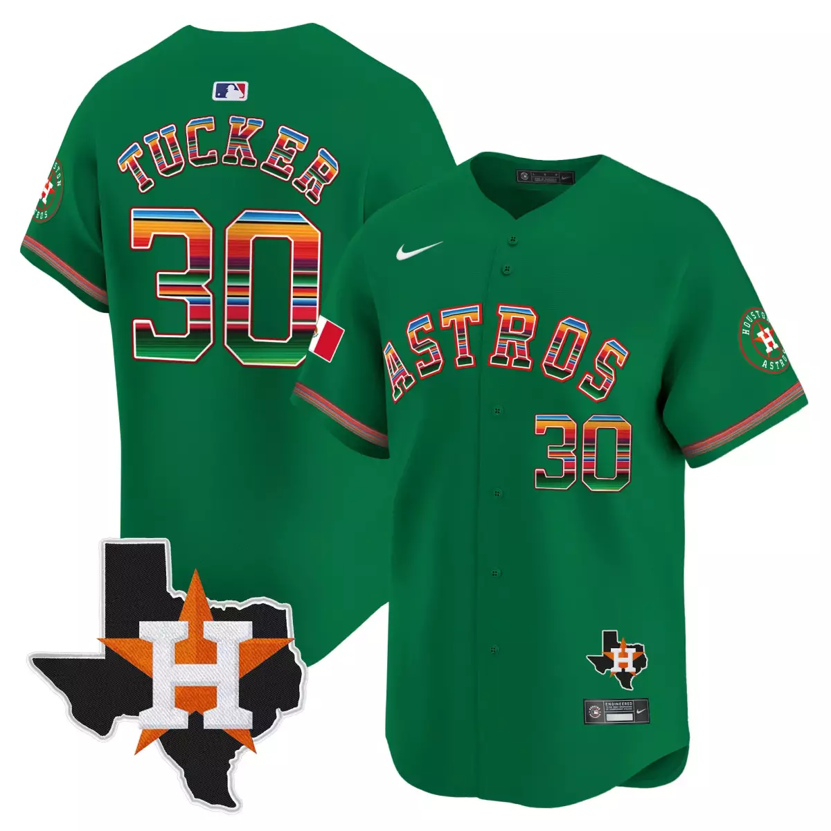 Tucker Mexico 30 Astros Jersey Green City Connect Texas Outline Houston Men Orange